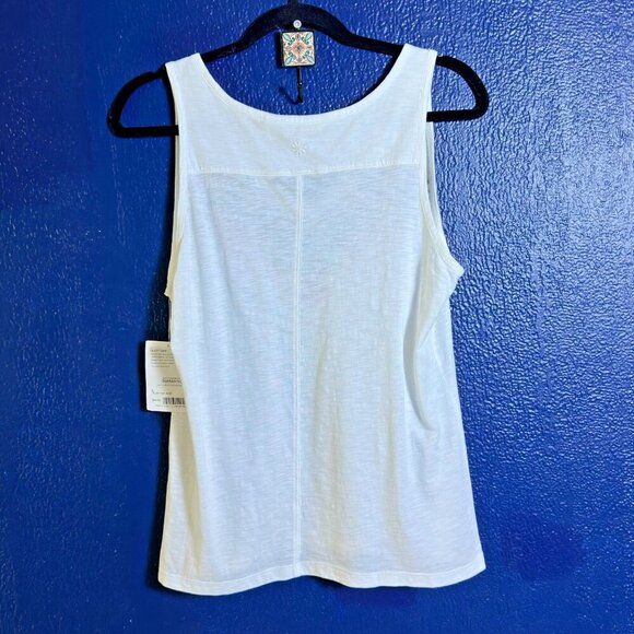 Athleta Talley Tank Top Floral Embroiled Cotton Breathable Summer Sz L - Picture 3 of 5